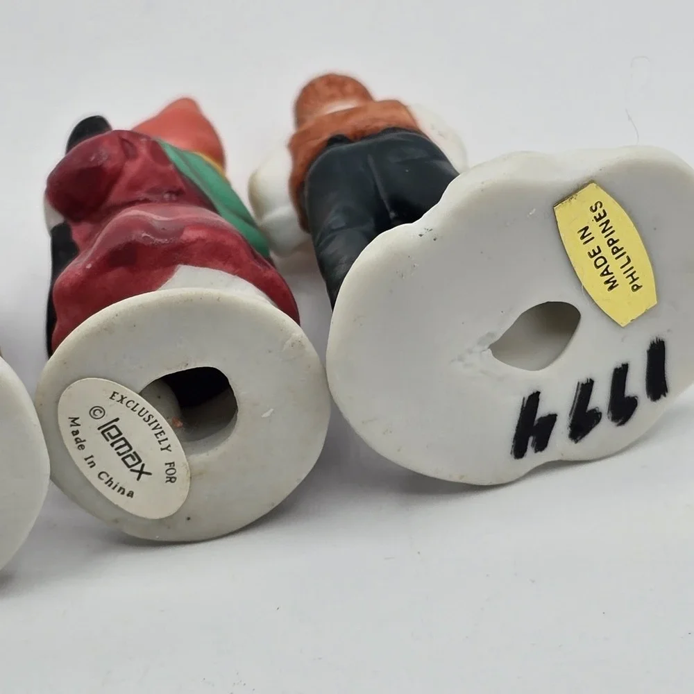 Vtg Christmas Village Figures Lot Ceramic Miniature Victorian People Gas Station